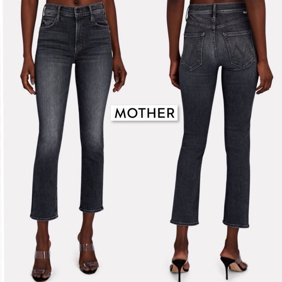 Mother Mid Rise Dazzler in The Night Is Watching 27 Stretch Black Gray Denim - Picture 2 of 16